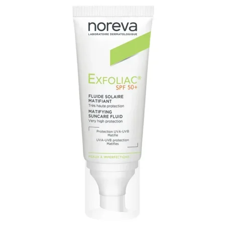 NOREVA EXFOLIAC SPF 50+ FLUIDE SOLAIRE MATIF. 40ML