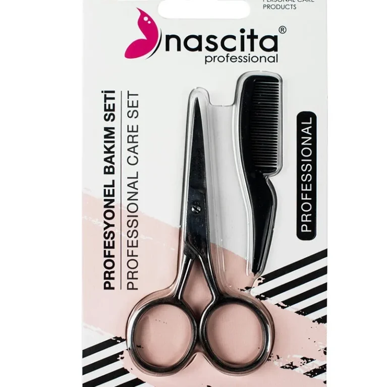 NASCITA-طقم مقص حواجب+مشط