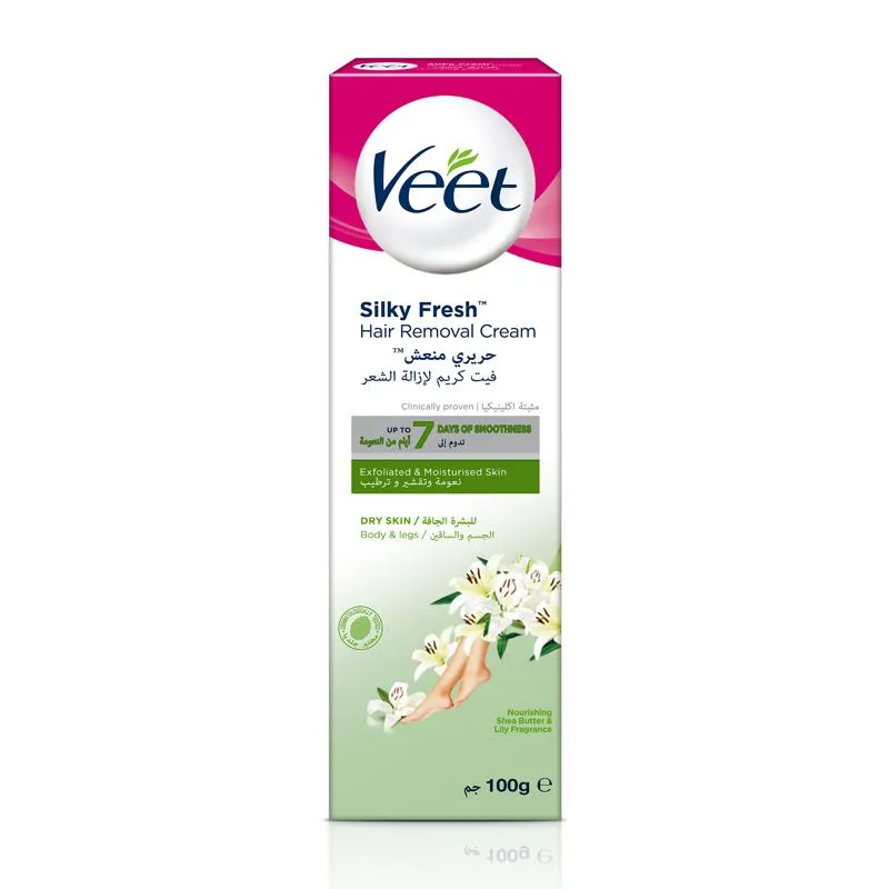 Veet-Silky-Fresh_Hair-Removal-Cream_DRY-SKIN_100g كريم إزالة الشعر فيت سيلك آند فريش للبشرة الجافة