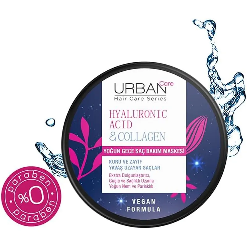 urban-care-hyaluronic-acid-collagen-mask-sac-bakim-maskesi-230ml-60713-34-B قناع الشعر بحمض الهيالورونيك والكولاجين من أوربان كير، 230 مل – صورة 2