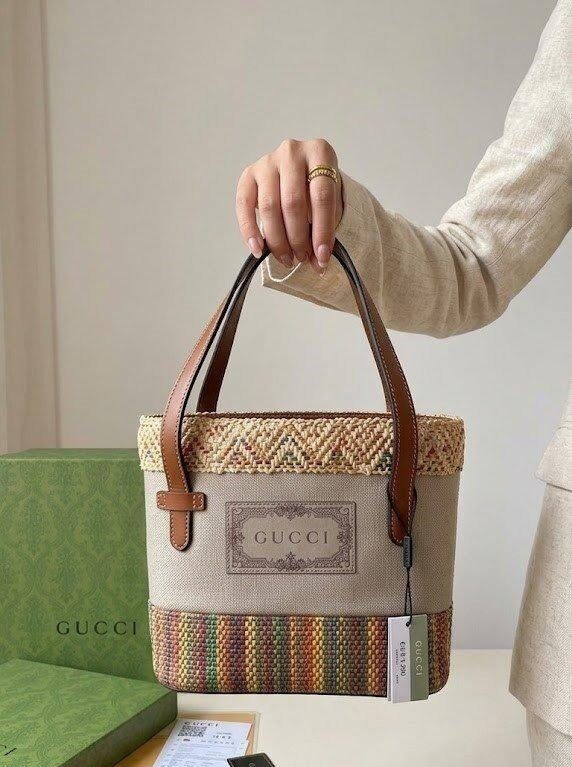 شنطة raffia tote bag قش وقماش – ملون